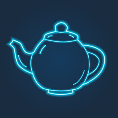 Fototapeta premium Neon food icons on dark background. Vector design.