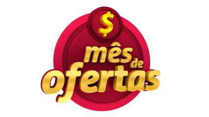 Selo 3d em português para varejo mês de ofertas