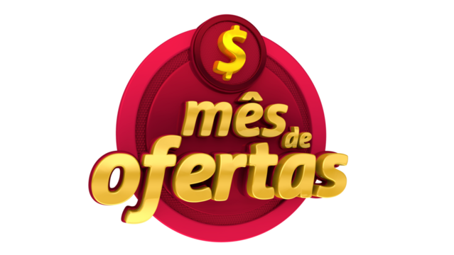 Selo 3d em português para varejo mês de ofertas
