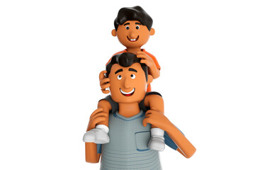 3d illustration of father and son for happy fathers day
