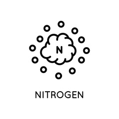 Nitrogen Gas Icon. Done in Modern Black Linear Style Isolated on White Background.