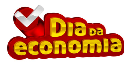 selo 3d em português para varejo dia da economia - obrazy, fototapety, plakaty