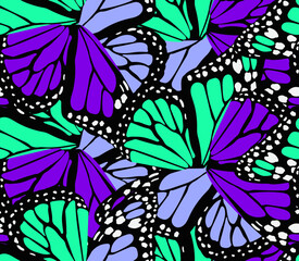 Abstract Hand Drawing Butterfly Wings Seamless Vector Pattern Colorful Background