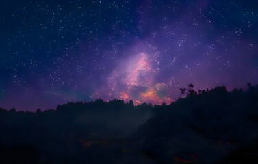 Naklejka premium Milky Way Galaxy. Long exposure photograph. With grain