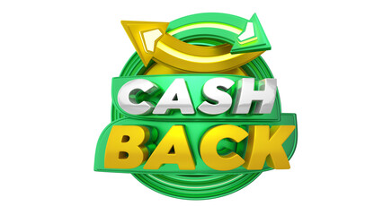 Isolated 3d stamp in portuguese for cash back retail sales composition
