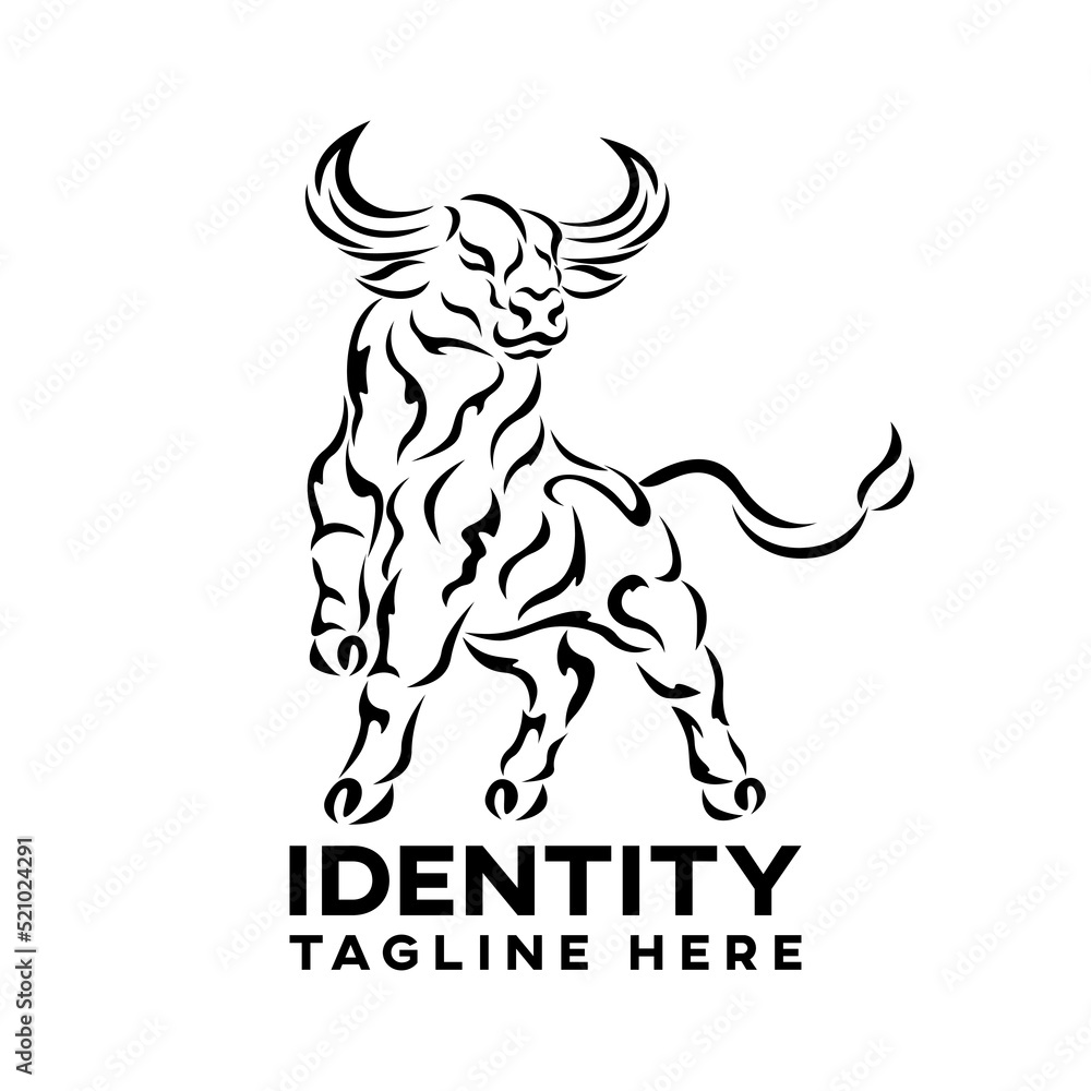 Wall mural Modern stylized bull logo. Vector illustration