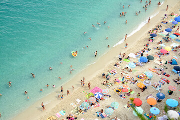 the beaches of Tropea are very crowded with tourists in August.