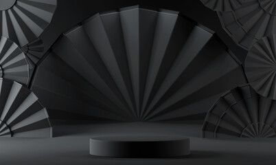 Chinese black luxury background with pedestal, podium, round stage