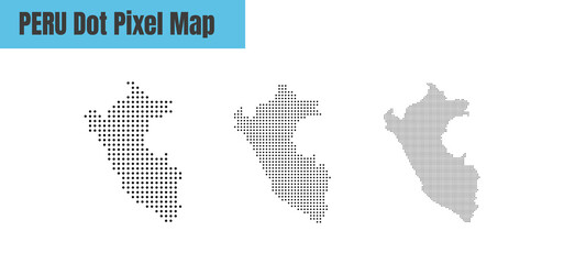 Fototapeta premium Abstract Peru Map with Dot Pixel Spot Modern Concept Design Isolated on White Background Vector illustration.