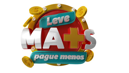 Isolated 3d stamp in portuguese for retail campaign take more savings