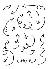 doodle design elements. hand drawn arrows isolated on white background. Vector illustration.