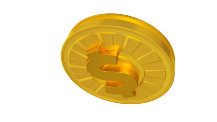 Moeda dourada 3d isolada