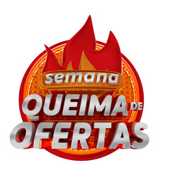 3d stamp in portuguese for retail campaign week burning offers