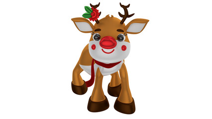 Reindeer 3d character christmas illustration