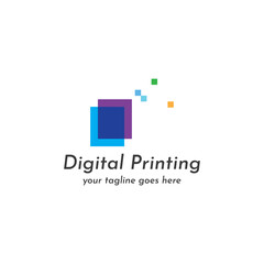 Abstract colorful logo digital printing, printing services, media, technology and the internet. With a modern and simple concept.