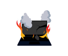Burning laptop