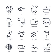 Restaurant line icons set, outline vector symbol collection, linear style pictogram pack. Signs, logo illustration.