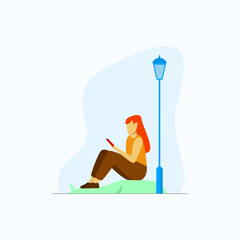 Woman sitting and holding a phone
