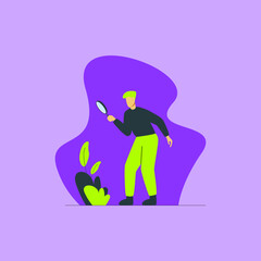 Man holding magnifying glass