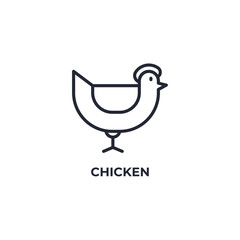 chicken line icon. linear style sign for mobile concept and web design. Outline vector icon. Symbol, logo illustration. Vector graphics