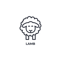 lamb line icon. linear style sign for mobile concept and web design. Outline vector icon. Symbol, logo illustration. Vector graphics