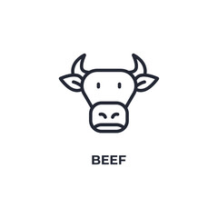 beef line icon. linear style sign for mobile concept and web design. Outline vector icon. Symbol, logo illustration. Vector graphics