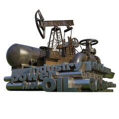 Oil Gas Production Word Cloud Infographics 3D Rendering