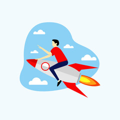 Man riding a rocket