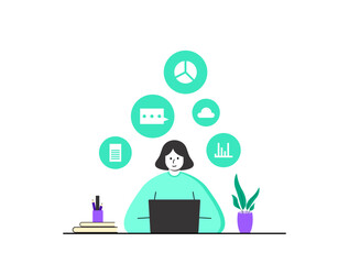 Woman working on business