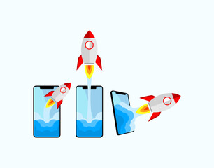 Rocket coming out of smartphone