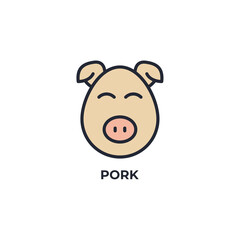 pork vector icon. Colorful flat design vector illustration. Vector graphics