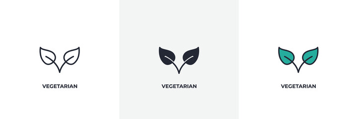 vegetarian icon. Line, solid and filled outline colorful version, outline and filled vector sign. Idea Symbol, logo illustration. Vector graphics