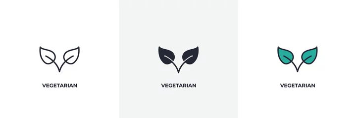 Fotobehang vegetarian icon. Line, solid and filled outline colorful version, outline and filled vector sign. Idea Symbol, logo illustration. Vector graphics © muhamad