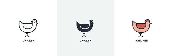 chicken icon. Line, solid and filled outline colorful version, outline and filled vector sign. Idea Symbol, logo illustration. Vector graphics