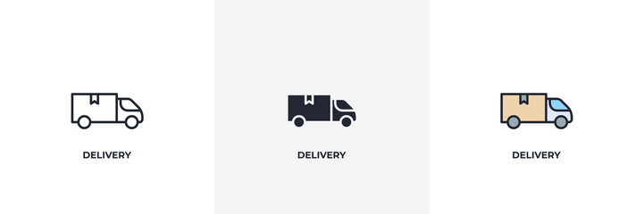 delivery icon. Line, solid and filled outline colorful version, outline and filled vector sign. Idea Symbol, logo illustration. Vector graphics