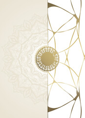 Luxury background with golden mandala and golden cracks. Golden kintsugi design for cover, invitation, flyer, etc.