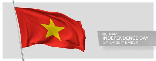 Vietnam happy independence day greeting card, banner vector illustration