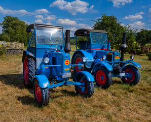 Two vintage Lanz Bulldog tractor, Germany, Europe