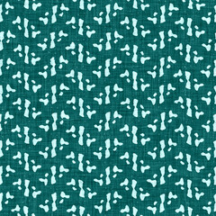 Coastal living aegean teal green broken dyed washed mottled speckle seamless pattern. Rustic marine beach house style home decor textile background. Faded blur irregular shape linen cloth fabric.