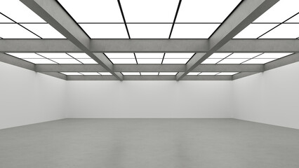 Interior or exhibition concept with empty modern space and front view background 3d rendering