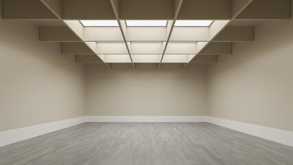 Interior or exhibition concept with empty modern space and front view background 3d rendering