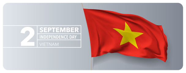 Vietnam happy independence day greeting card, banner vector illustration
