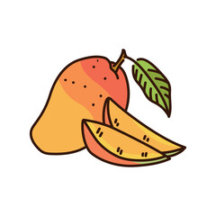 Mango and slices color line icon. Tropical fruit.