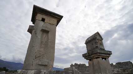 Xanthos / Ksantos an ancient city ant the capital of Lycia. Ruins and an amphitheater between...