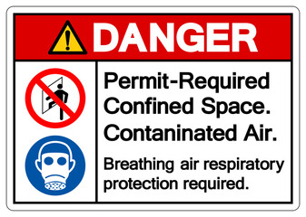 Danger Permit Required Confined Space Contaninated Air Symbol Sign ,Vector Illustration, Isolate On White Background Label. EPS10