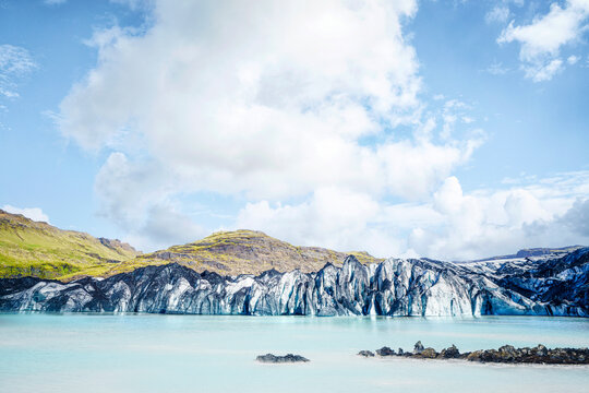 Melting glacier in Iceland with turquoise water