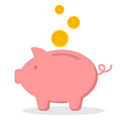 Piggy bank with coin. Icon saving or accumulation of money, investment, donat. Outline money box icon, with editable stroke. Piggy bank with dollar sign, moneybox pictogram. Piggybank, investing 