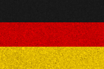Germany flag on styrofoam texture. national flag painted on the surface of plastic foam