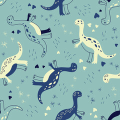 Different dinosaurs set of patterns. Seamless patterns. Vector Background for fabric, textile, posters, gift wrapping paper. Print for kids, baby, children