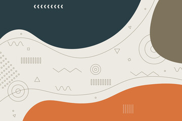 Flat design with curve and shapes background